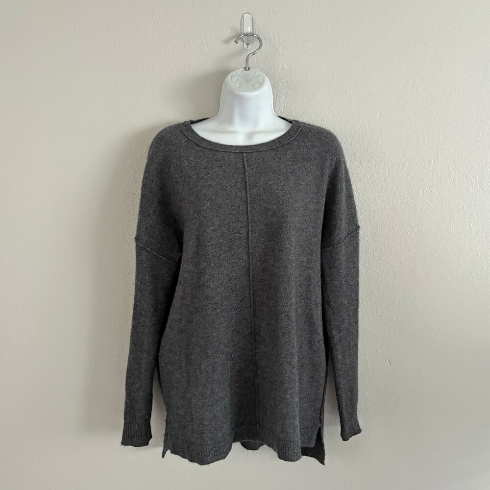 Catherine Malandrino Cashmere Front Seamed Longline Sweater Gray Winter Size M